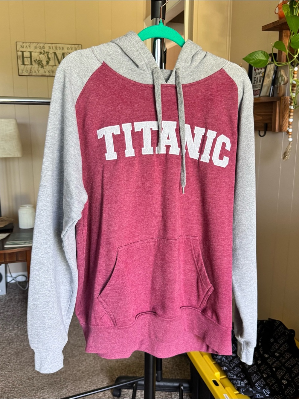 Titanic Maroon and Heather Gray Hooded Sweatshirt